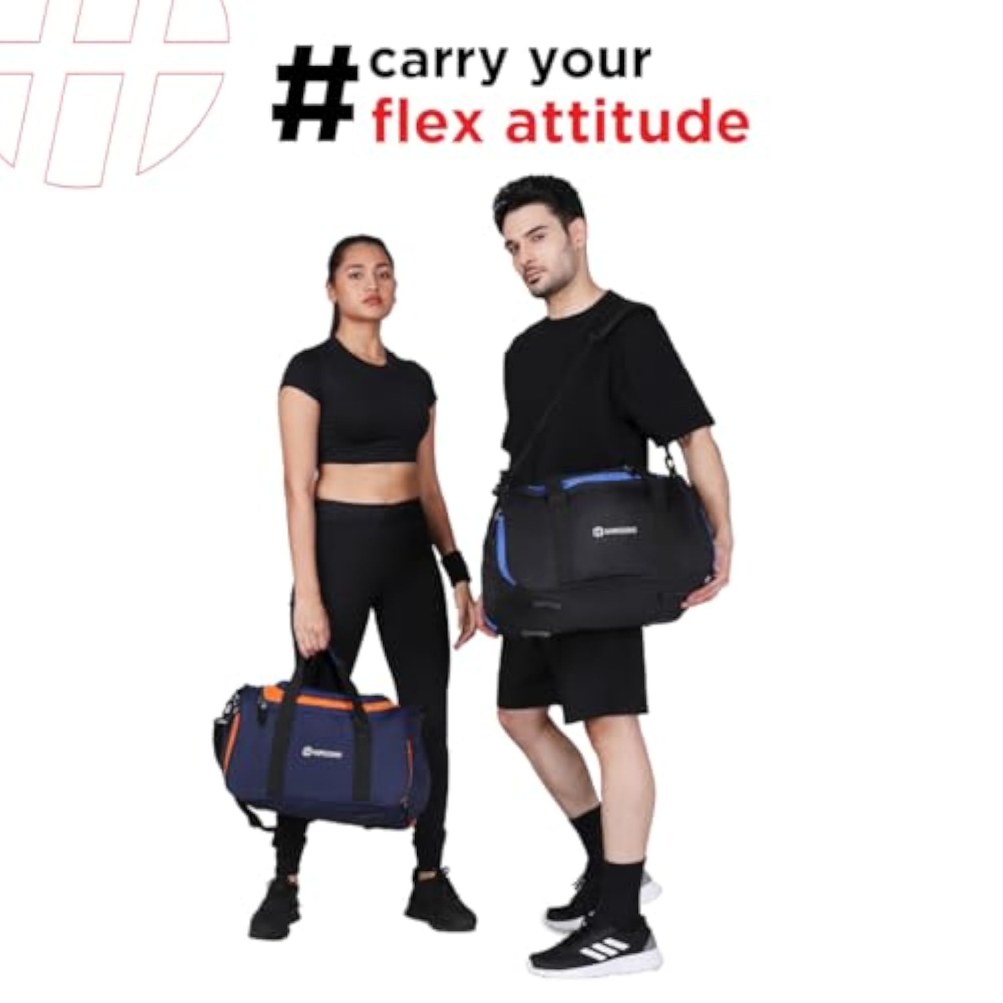 Float Gym Duffel Bag for Men & Women, Black & Royal